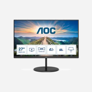 AOC U27V4EA Moniteur 27" 4K UHD IPS LED 3840x2160 60Hz, 4ms, 350cd/m², HDMI 2.0/DisplayPort 1.2, Adaptive Sync, Flicker-Free, Low Blue Light