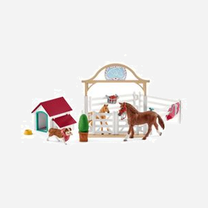 schleich Horse Club 42458 : Jument Appaloosa & Poulain avec Ruby, niche et accessoires. Plastique multicolore, 20 pièces, 5-12 ans. Dimensions : 400x300x200 mm - Miniature 3