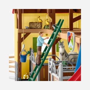 schleich FARM WORLD Écurie 42485, Multicolore, Plastique, 600x400x295mm, 3-8 ans, Inclut 7 animaux, 2 box chevaux, Paul & Laura + accessoires - Miniature 3