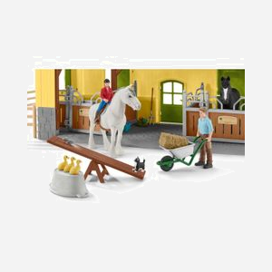 schleich FARM WORLD Écurie 42485, Multicolore, Plastique, 600x400x295mm, 3-8 ans, Inclut 7 animaux, 2 box chevaux, Paul & Laura + accessoires - Miniature 5