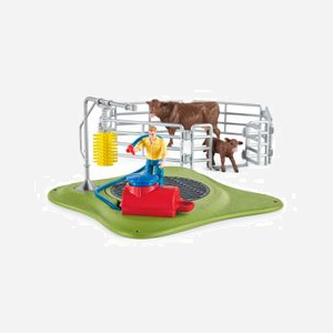 schleich FARM WORLD 42529 - Station de Lavage Vache Multicolore, 3 Figurines, Dès 3 ans, Assemblage requis, 570x400x170 mm, Fabrication Allemande - Miniature 3