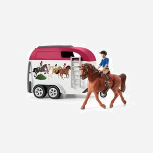 schleich HORSE CLUB 42535 Grand Voyage Équestre : SUV, Van, Figurine, Jument Holstein & Accessoires (Âge 5-12 ans). Dimensions: 500x200x220 mm. - Miniature 3