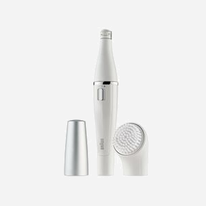 Braun FaceSpa 810 Épilateur Visage 10 Pinces & Brosse Nettoyante Micro-Oscillations, Lavable, Autonomie 50 min, Batterie AA, Pour Joues/Menton/Front