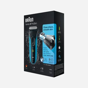 Braun Series 3 ProSkin 3045s Rasoir Électrique à Grille Noir/Bleu, 3 Éléments de Rasage, Wet&Dry, Tondeuse Précision, Batterie NiMH 45min, Charge Rapide 5min - Miniature 2