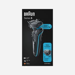 Braun Series 5 50-M1000s Rasoir à Grille Noir/Bleu, Batterie Li-Ion 50min Autonomie, Wet & Dry, Têtes Flexibles, 100-240V - Miniature 5