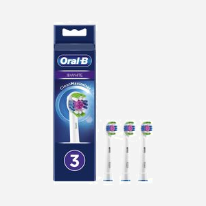 Oral-B 3D White 80338474 : Pack de 3 têtes de brosse à dents blanches, technologie CleanMaximiser, compatibilité manches Oral-B (hors Pulsonic et iO) - Miniature 1