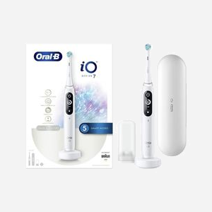 Oral-B iO Brosse à Dents Électrique Rotative Adulte 4210201362982 Blanche : 5 modes, Bluetooth, Batterie intégrée 3h, 1 poignée & tête, Étui voyage.