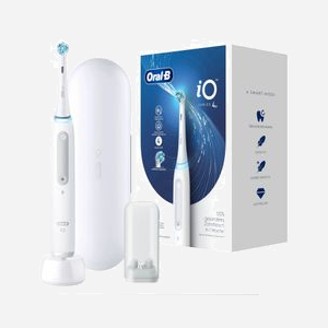 Oral-B iO Series 4 Brosse à Dents Rotative Adulte Blanc - 4 Modes, Capteur de Pression, Minuterie, Batterie Intégrée, 1 Poignée, 1 Brossette