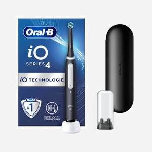 Oral-B iO Series 4 Noire - Brosse à Dents Électrique Adulte, 4 Modes (Soin, Sensible, Blanchiment), Minuteur 4x30s, Bluetooth, Batterie Li-Ion, 1 Tête