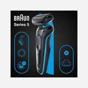 Braun Series 5 51-M1200s Rasoir Grille AutoSense Noir/Bleu, Tondeuse, Batterie Li-Ion 50min, Recharge 1h, Wet&Dry, EasyClean - Miniature 4