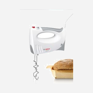 Bosch MFQ3540 Batteur à Main 450W Gris/Blanc : 5 Vitesses + Pulse, Fouets Turbo Inox, Crochets Pétrisseurs, Pied Mixeur Plongeant, Hachoir - Miniature 4