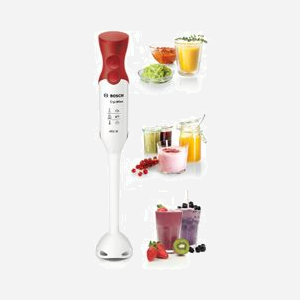 Bosch MSM64010 - Mixeur Plongeant 450W, 2 Vitesses, Lame Inox 4 Lames, Pied Amovible Thermorésistant, Récipient Gradué, Rouge/Blanc