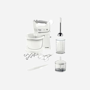 Bosch MFQ36490 Robot Mixer 450W Blanc, Bol 0.5L, 5 Vitesses + Turbo, Batteurs et Crochets Pétrisseurs, Câble 1.3m, Dimensions 74x208x154mm - Miniature 2