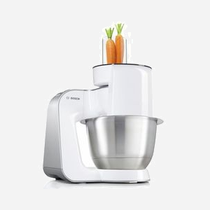 Bosch MUZ5VL1 VeggieLove - Kit d'accessoires râpe/émince pour robot ménager MUM5, Acier Inoxydable/Blanc, 5 disques (râper fin/épais, émincer fin/épais, concasser, julienne) - Miniature 4