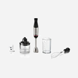 Bosch Serie 6 MSM6M622 Mixeur Plongeant 1000W Noir/Inox Bol 0.6L Couteau 4 Lames Acier Inox Corps Inox/Plastique Démontable 220-240V