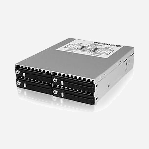 ICY BOX IB-2222SSK : Plateau Hot Swap 4x 2.5" SATA/SAS, Baie 5.25", Acier Noir, 2x Ventilateurs 40mm, SATA 6Gbit/s, Compatible Windows/macOS