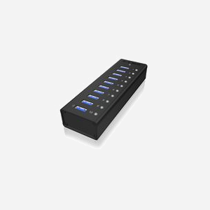 ICY BOX IB-AC6110 Hub USB 3.2 Gen 1, 10 Ports Type-A, Boîtier Aluminium Noir, Alimentation Externe 12V/4A, Plug & Play, 145x45x25mm - Miniature 2