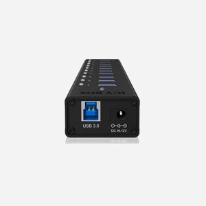 ICY BOX IB-AC6110 Hub USB 3.2 Gen 1, 10 Ports Type-A, Boîtier Aluminium Noir, Alimentation Externe 12V/4A, Plug & Play, 145x45x25mm - Miniature 3