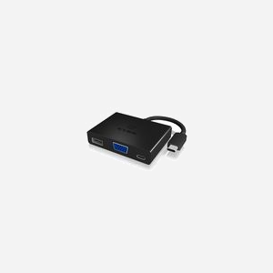 ICY BOX IB-DK4032-CPD Adaptateur USB-C vers VGA, USB-A 3.2 Gen 1, USB-C 3.2 Gen 1, Chipset Parade PS176/VIA-Labs VL210, 5 Gbit/s, Windows/macOS/ChromeOS
