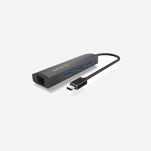ICY BOX IB-HUB1406-C Hub USB 3.2 Gen 1 Type-C Anthracite, 3x USB-A, 1x RJ45 Gigabit Ethernet, Boîtier Aluminium, Chipset GL3520-22/RTL8153B-CG - Miniature 1