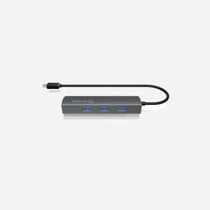 ICY BOX IB-HUB1406-C Hub USB 3.2 Gen 1 Type-C Anthracite, 3x USB-A, 1x RJ45 Gigabit Ethernet, Boîtier Aluminium, Chipset GL3520-22/RTL8153B-CG - Miniature 3