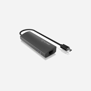 ICY BOX IB-HUB1406-C Hub USB 3.2 Gen 1 Type-C Anthracite, 3x USB-A, 1x RJ45 Gigabit Ethernet, Boîtier Aluminium, Chipset GL3520-22/RTL8153B-CG - Miniature 5