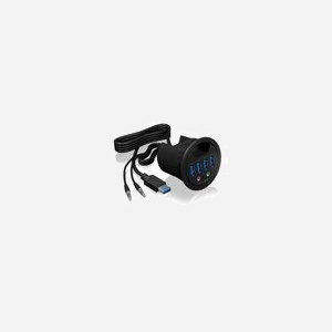 ICY BOX IB-HUB1403A Hub Secteur Noir, Boîtier Plastique, Voyant LED Alimentation, 68x69x70mm, Sortie 5V, Certifié CE/FCC