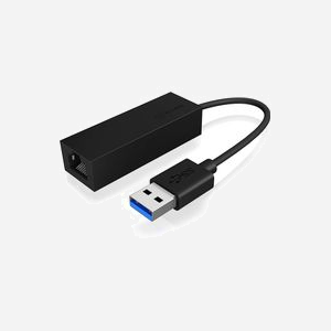 ICY BOX IB-AC501a Adaptateur USB vers Ethernet Gigabit 1000 Mbit/s, USB 2.0/3.2 Gen 1, RJ-45, IEEE 802.3/ab/u, Noir, 20x180x15mm