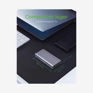 ICY BOX IB-1817M-C31 Boîtier SSD M.2 USB Type-C 3.2 Gen 2 (10 Gbit/s) PCI Express 3.0 NVMe Gris Aluminium - Supports 2230/42/60/80 - Miniature 4