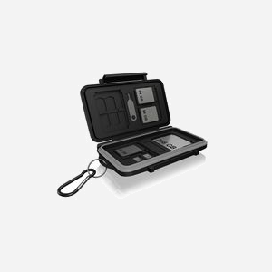 ICY BOX IB-AC620-CR Étui Protection Cartes Mémoire 4xCF 8xSD 16xMicroSD Polycarbonate/Silicone Noir/Gris 125x83x30mm