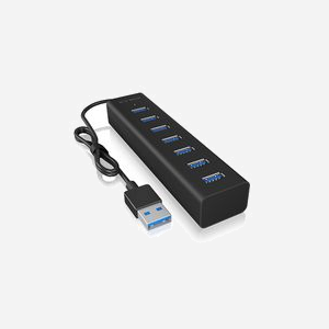 ICY BOX IB-HUB1700-U3 Hub USB 3.2 Gen 1 Type-A 7 Ports Aluminium Noir, Alimentation USB/AC 15W, Compatible Windows/macOS - Miniature 1