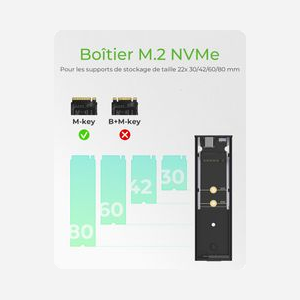 ICY BOX IB-1807MT-C31 Boîtier SSD M.2 NVMe PCIe, USB 3.2 Gen 2 Type-C, 10 Gbit/s, pour SSD M.2 30/42/60/80mm, Noir, Aluminium/Plastique - Miniature 4