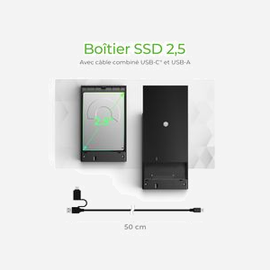 ICY BOX IB-200T-C3 Boîtier Externe SSD 2.5" SATA I/II/III USB 3.2 Gen 1 Type-C, Support UASP, Noir, 6 Gbit/s, Compatible Windows/macOS - Miniature 2