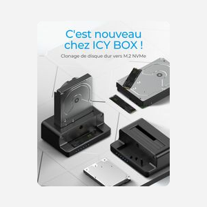 ICY BOX IB-2914MSCL-C31 Boîtier Externe pour HDD/SSD 2.5/3.5/M.2 SATA/SATA II/SATA III, USB 3.2 Gen 2 Type-C, Aluminium/Plastique Noir - Miniature 2