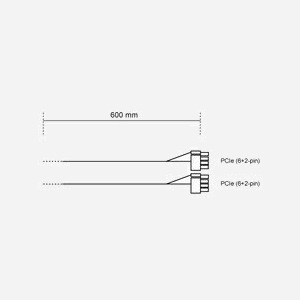 Câble d'alimentation be quiet! CP-6620 - 0.6m - Connecteurs 2x PCI-E (6+2 pin) Mâle - Pour Cartes Vidéo et Alimentations be quiet! Compatibles - Miniature 2