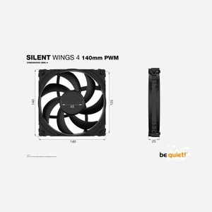be quiet! Silent Wings 4 140mm PWM - Ventilateur PC 140x140x25mm, 1100 RPM max, 13.6 dB(A), 87.16 m³/h, FDB, 4-Pin PWM, Noir - Miniature 5