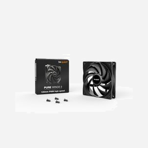 be quiet! Pure Wings 3 120mm PWM, Ventilateur PC 120x120x25mm, 2100tr/min, 101.2 m³/h (59.6 CFM), 30.9dB(A), 2.41 mmH2O, 4-Pin, 80000h MTTF - Miniature 3