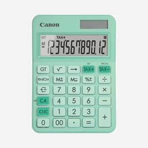 Canon LS-125KB Calculatrice de Bureau 12 chiffres, LCD, Calcul Taxe, Alimentation Solaire/LR44, Extinction Auto, Vert, 106x147x25mm, 116g