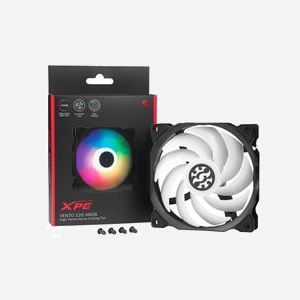 XPG VENTO 120 ARGB Ventilateur pour Boitier PC 120mm, 1200 RPM max, 23 dB, 45.3 CFM, 0.68 mmH2O, Roulement Palier Lisse, ARGB, Noir - Miniature 1
