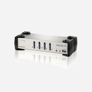 ATEN Commutateur KVMP™ CS1734B-AT-G 4 Ports VGA/Audio PS/2-USB, Console USB/PS/2, Résolution 2048x1536, Hub USB 2.0, OSD, Câbles KVM inclus