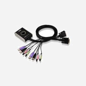 ATEN Commutateur KVM CS682-AT 2 Ports DVI-D USB 2.0 Audio avec Sélecteur de Port Distant, Résolution 1920x1200, USB Type-A/B, 3.5mm - Miniature 1