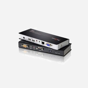 ATEN CE770-AT-G : Extension KVM USB VGA Audio Cat 5, portée 300m, résolution jusqu'à 1920x1200, émetteur/récepteur, montage rackable, noir