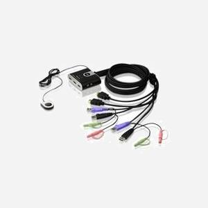 ATEN Commutateur KVM 2 ports HDMI/Audio USB 2.0 CS692-AT Résolution WUXGA 1920x1200, ports console USB-A, audio 3.5mm, scan 3/5/10/20s.