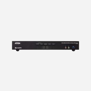 ATEN Commutateur KVMP™ CS1844-AT-G: 4x PC, 2x HDMI 4K, USB 3.0, Audio, Sélection Port Distant, Câbles Inclus, Alimentation 12V, Noir, Métal - Miniature 3