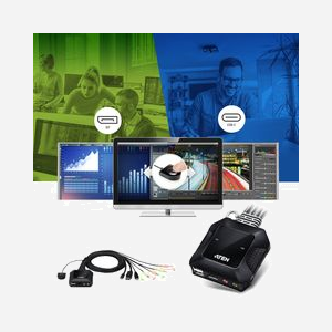 ATEN Commutateur KVM Hybride 2 Ports CS52DP-AT DisplayPort USB-C 4K UHD 4096x2160, USB 2.0, Audio 3.5mm, Compatible Windows, macOS, Linux, Android, iOS - Miniature 4