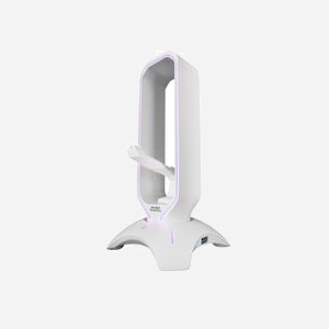 Mars Gaming MHHPROW - Support Casque/Oreillettes Blanc avec HUB USB 3.0, RGB Flow, et Organisateur de Câble Souris, 125x125x254mm - Miniature 2