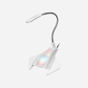 Microphone de Table Mars Gaming MMICW Blanc USB avec Rétroéclairage RGB Flow, Bras Flexible, Bouton Mute, Plug & Play, Câble 1.5m, ABS/Métal, 173g - Miniature 1