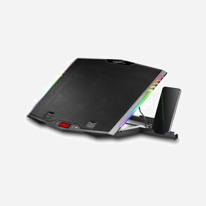Mars Gaming MNBC5 - Support Laptop 19" avec 6 Ventilateurs Numériques, ARGB, 7 Positions, Hub 2x USB 2.0, ABS/Aluminium 433x350x37mm