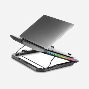 Mars Gaming MNBC5 - Support Laptop 19" avec 6 Ventilateurs Numériques, ARGB, 7 Positions, Hub 2x USB 2.0, ABS/Aluminium 433x350x37mm - Miniature 4