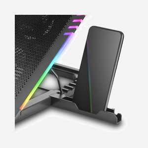 Mars Gaming MNBC5 - Support Laptop 19" avec 6 Ventilateurs Numériques, ARGB, 7 Positions, Hub 2x USB 2.0, ABS/Aluminium 433x350x37mm - Miniature 5